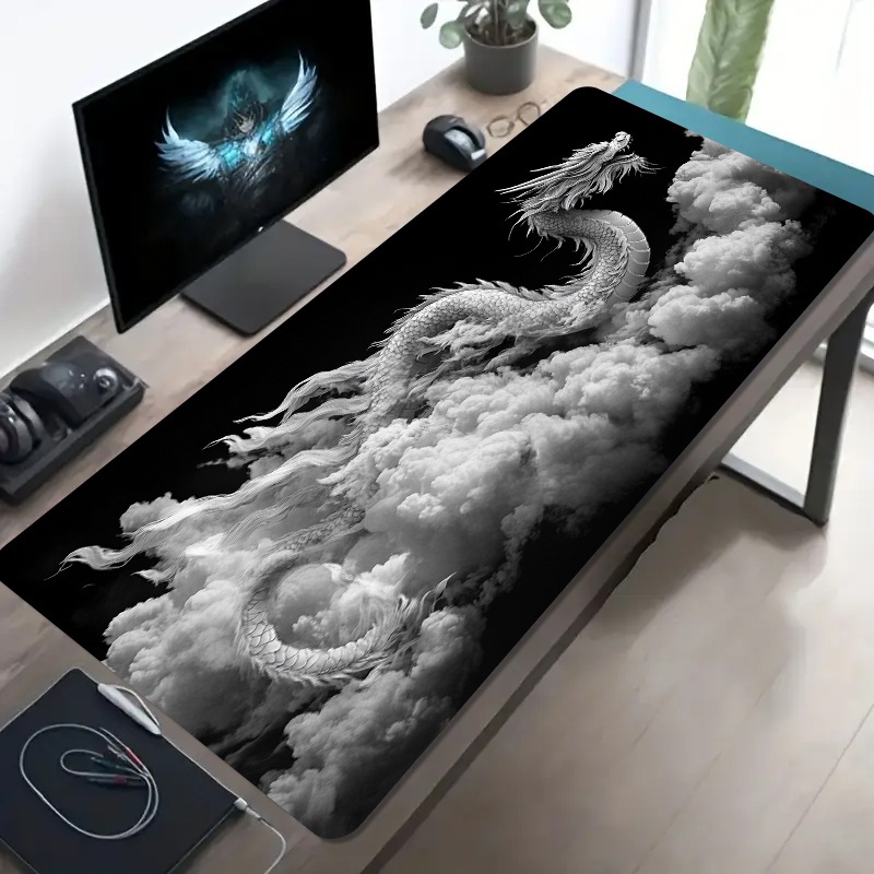 Desk Setup Laptop And Pc - Tapis de souris de jeu Dragon