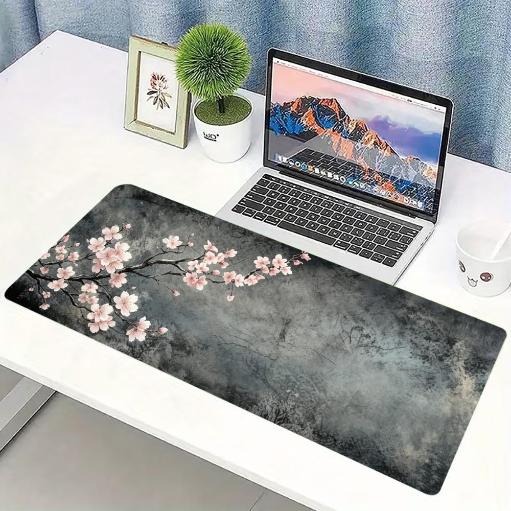 Desk Setup Laptop And Pc - Tapis de bureau étendu motif fleur