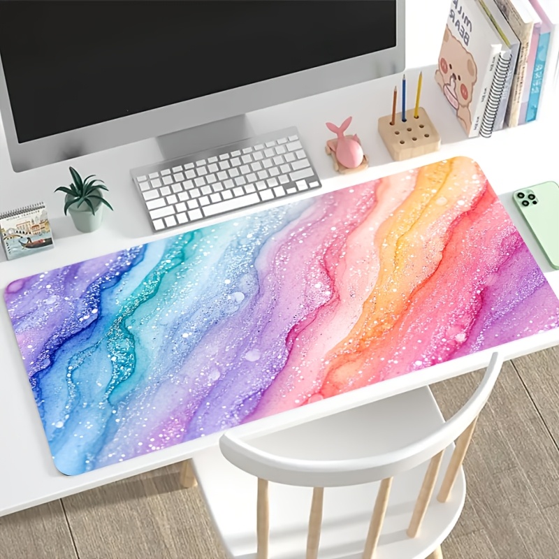 Desk Setup With Laptop - Grand tapis de souris en marbre