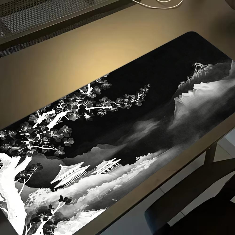 Desk Setup Grey - Grand tapis de souris gris effet