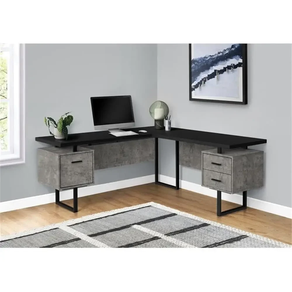 Bureau d'ordinateur en forme d - Desk Setup Grey avis et prix
