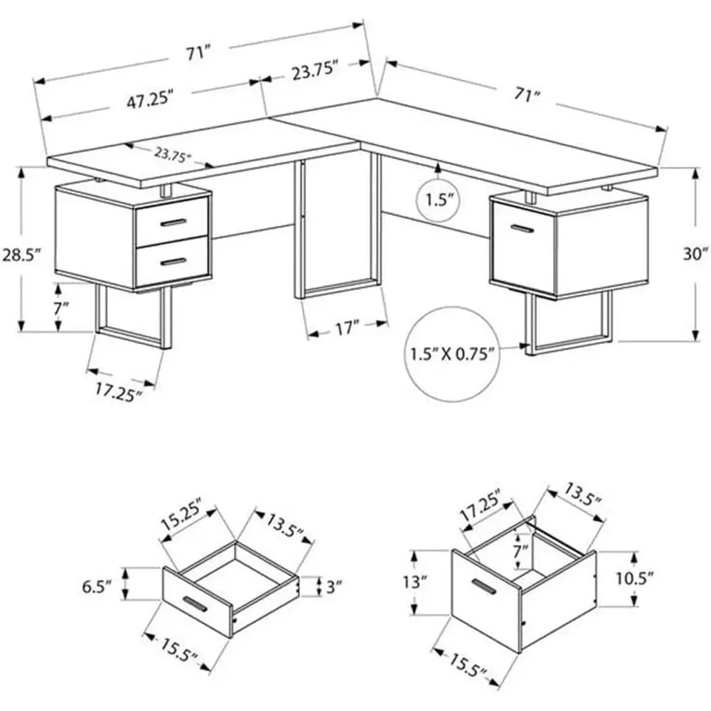 Bureau d'ordinateur en L de 70 - Desk Setup Grey avis et prix