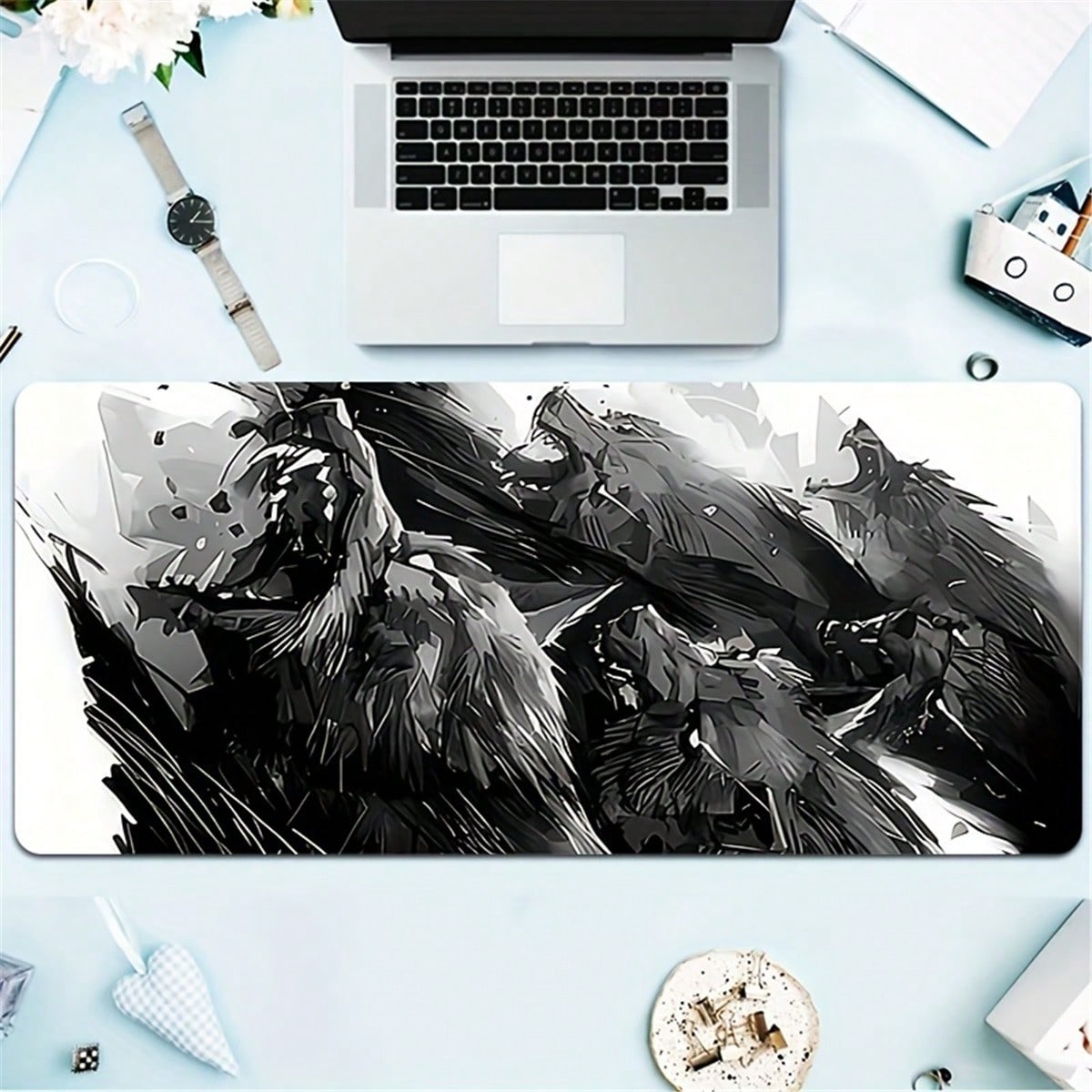 Grand tapis de bureau Wolf Gam - Desk Setup Laptop And Pc avis et prix