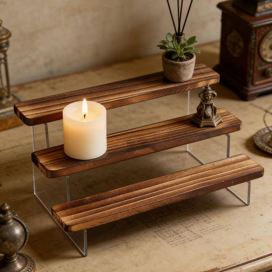 Présentoir en bois brûlé, supp - Desk Setup Shelves avis et prix
